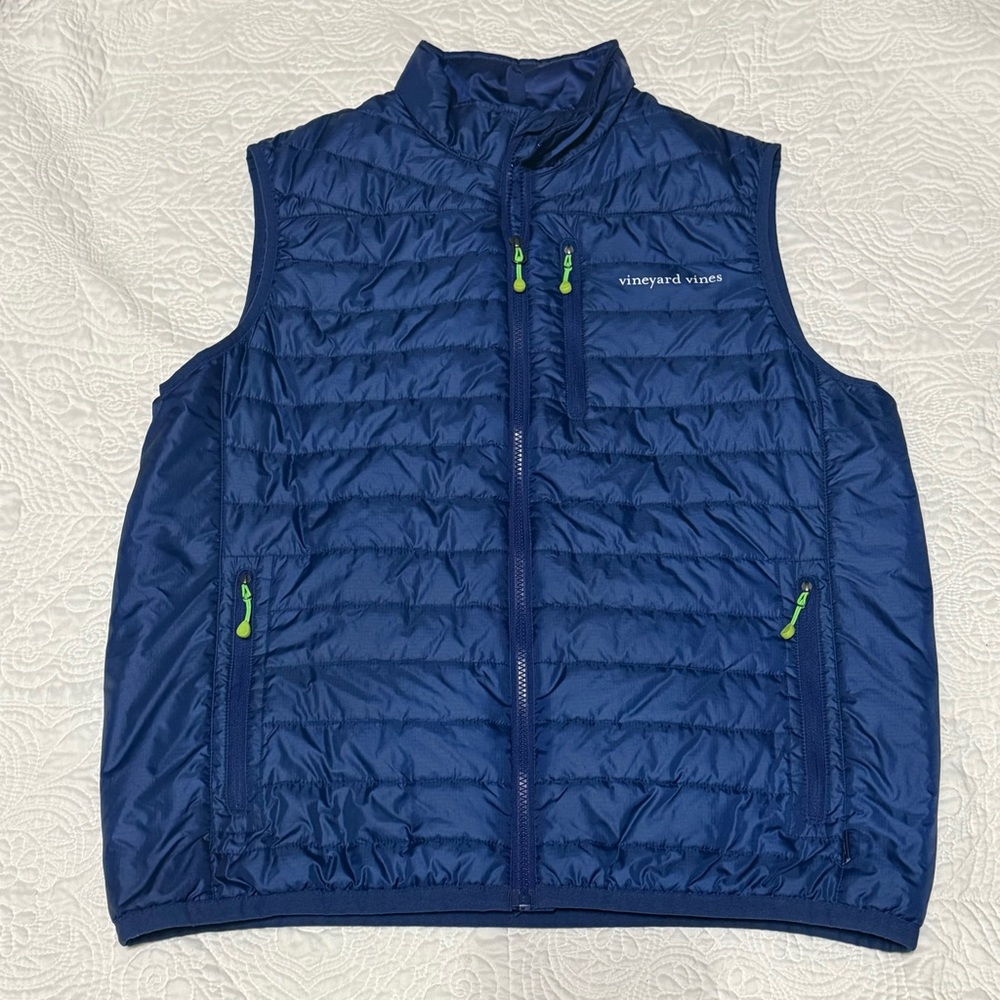 Vineyard Vines Vest MenS M Puffer Performance Lined Blue Outdoor Lightweight NEW